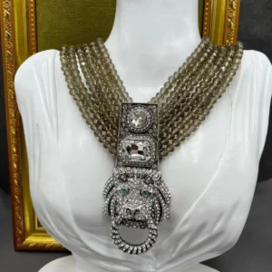 Qingdao Heavy Industry Retro Style Necklace Artistic Glass Multi-Layer Standard Relief Western Necklace