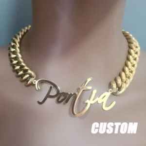 Customized Stainless Steel Words Name Necklace With 1.6CM/1.2CM Stainless Steel Cuban Chain for Men Women Hip Hop Jewelry