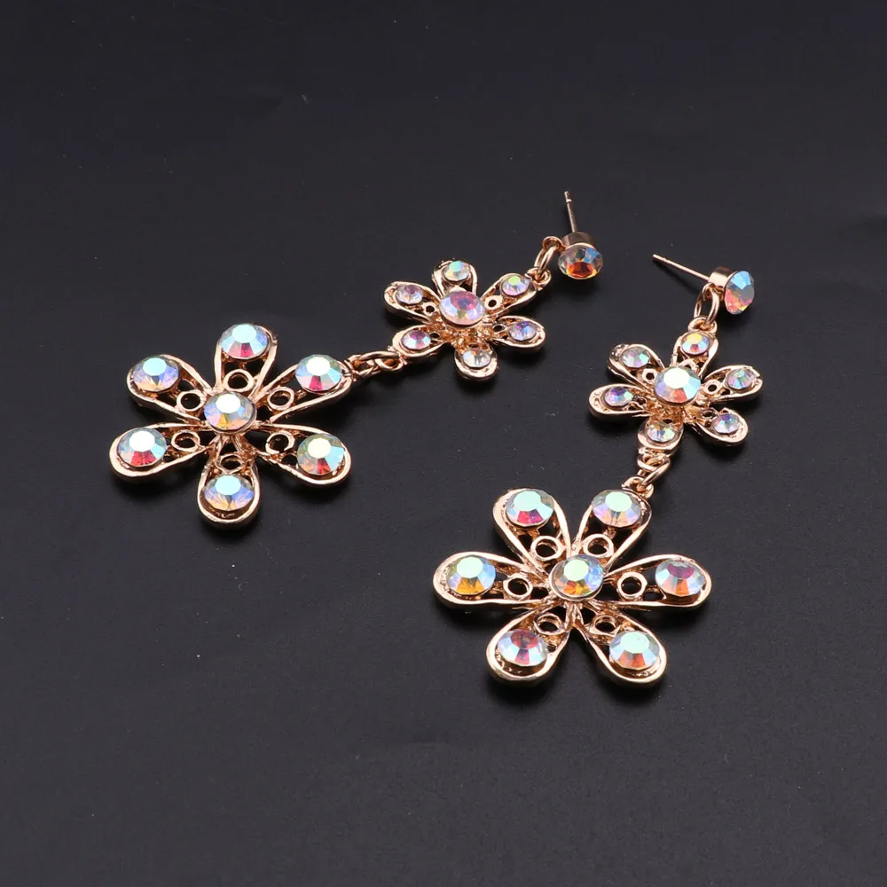 Fashion AB Color Crystal Jewelry Set Bridal Necklace Earrings Sets Wedding Party Jewelry Costume Jewellery Decorations Wholesale - Image 5