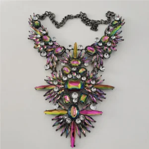 2026 New Colorful AB Crystal Rhinestone Maxi Large Collar Necklace Women Indian Boho Ethnic Vintage Statement Necklace Jewelry