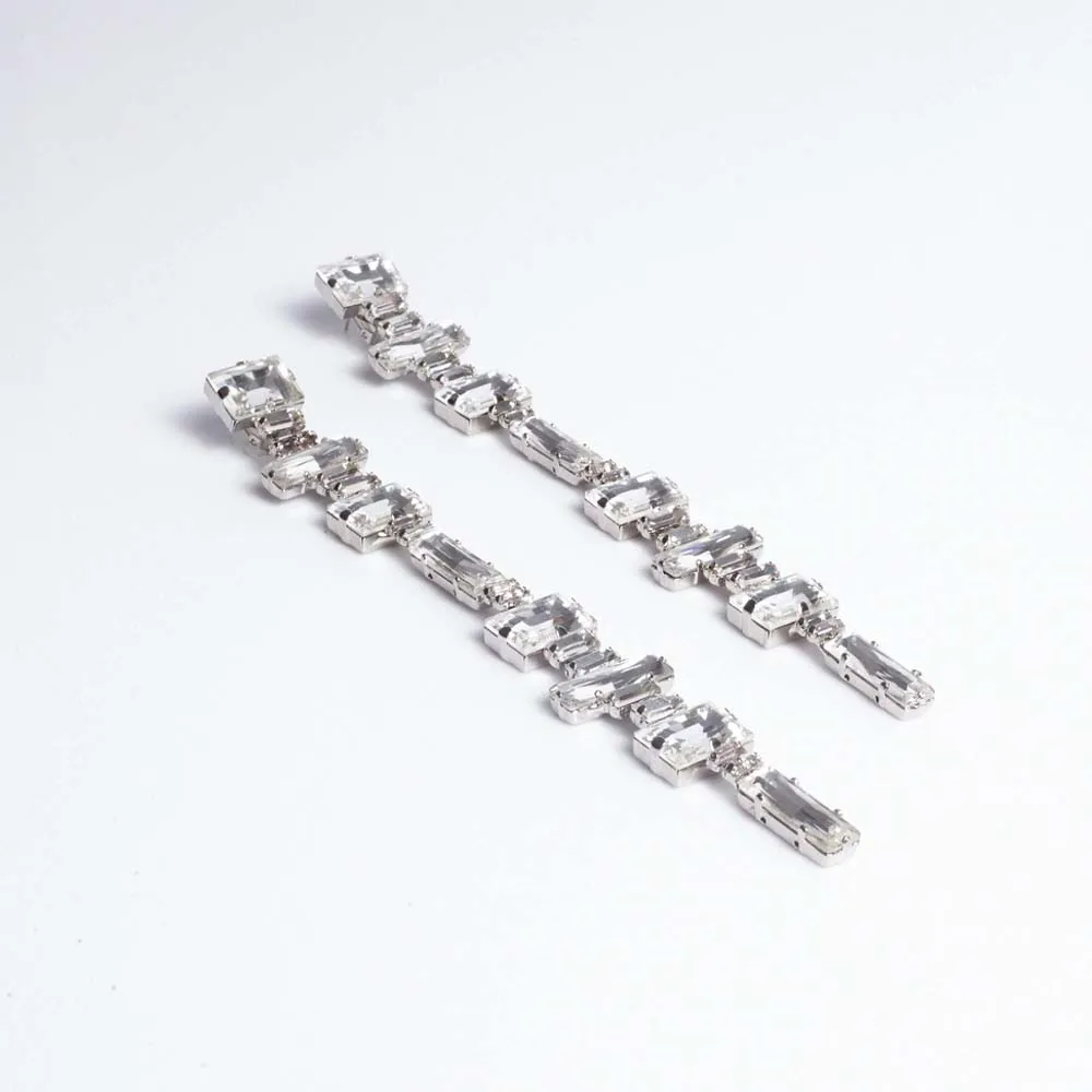Stonefans Long Geometric Earrings Women 2024 Luxury Elegant Designer for Wedding Fashion Rhinestone Hanging Jewelry Party Gifts - Image 4