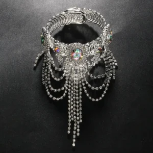 Fashion Adjustable Crystal Tassel Arm Chain Alloy Armlet Butterfly Rhinestone Anklet Bling Bracelet Oval Upper Arm Bangle Party