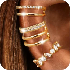 Bobisty 3PCS Ear Cuff Non-Piercing Earrings for Women Cute Clip-On Cartilage Earring 14K Gold Plated Dainty Fake Piercing Earing